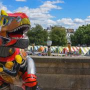 A decorated dinosaur next to Norwich Market - part of the GoGoDiscover trail 2022 Picture: Newsquest