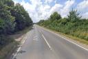 The A143 at Palgrave in north Suffolk was blocked after a crash