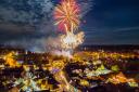 The Holt Lights event with fireworks from above, one of Norfolk best free Christmas events.