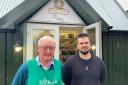 Dave Pearson, from the Mid Norfolk Foodbank, and Toby Rouse, from Wellspring Family Centre, at the Food Cabin in Dereham