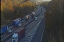 There are long delays on the A14 this morning