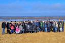 Volunteers assemble for the start of the beach clean at Old Hunstanton