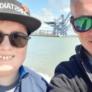Callum Doe (left) is pictured with his dad, Ian Doe (right). The teenager was first diagnosed with an incurable brain tumour when he was just 13