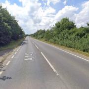 The A143 at Palgrave in north Suffolk was blocked after a crash