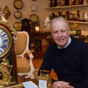 Antique clock and scientific instrument collector, Paul Nunn, in one of his showrooms at Wacton. Picture: DENISE BRADLEY