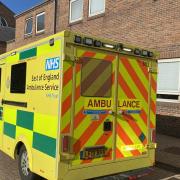 An ambulance at Norwich Crown Court after being called to treat defendant Trevor Lee on Monday, October 10 2022