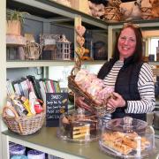 Jan Wise in her new shop at the Walnut Tree pub at Thwaite, near Eye